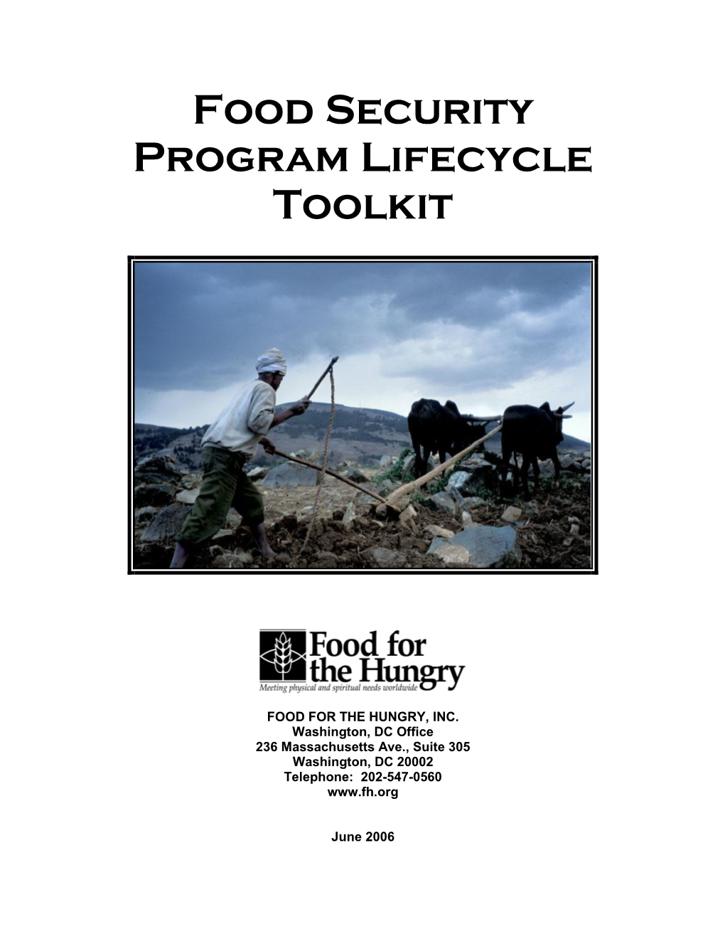 Food Security Program Lifecycle Toolkit Manual Draft