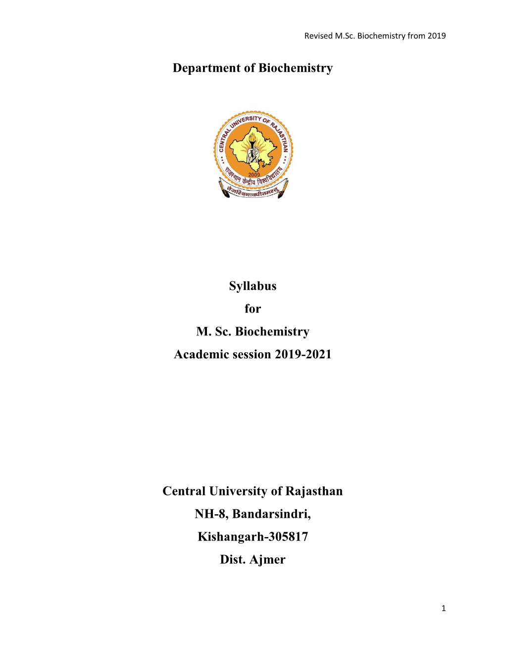 Syllabus M.Sc. Biochemistry from 2019