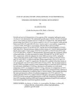 Fate of Arcobacter Spp. Upon Exposure to Environmental