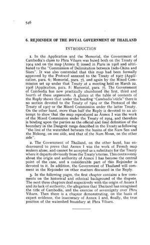 6. Rejoinder of the Royal Government of Thailand Introduction