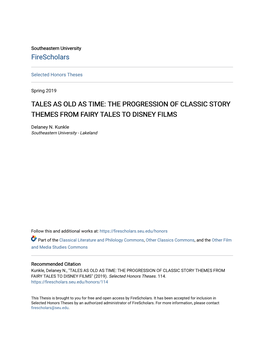 The Progression of Classic Story Themes from Fairy Tales to Disney Films