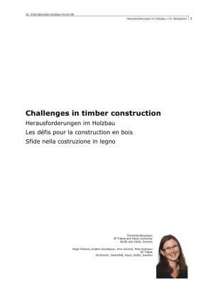 Challenges in Timber Construction Herausforderungen Im Holzbau Les Défis Pour La Construction En Bois Sfide Nella Costruzione in Legno