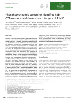 Phosphoproteomic Screening Identifies Rab Gtpases As Novel Downstream Targets of PINK1