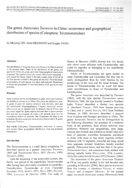 The Genus Autocrates THOMSON in China: Occurrence and Geographical Distribution of Species (Coleoptera: Trictenotomidae)
