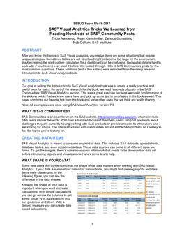 SAS Visual Analytics Tricks We Learned From