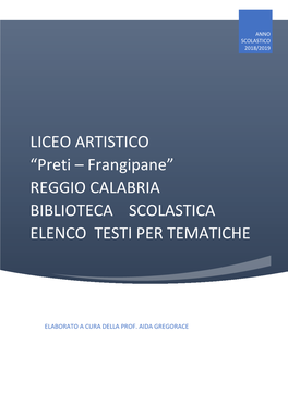 Reggio Calabria Biblioteca Scolastica Elenco Testi Per Tematiche
