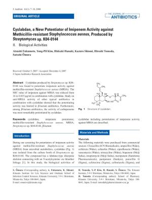 Cyslabdan, a New Potentiator of Imipenem Activity Against Methicillin-Resistant Staphylococcus Aureus, Produced by Streptomyces Sp