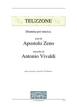 TEUZZONE Apostolo Zeno Antonio Vivaldi