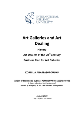 Art Galleries and Art Dealing History Art Dealers of the 20Th Century Business Plan for Art Galleries