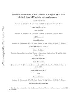 Chemical Abundances of the Galactic H II Region NGC 3576 Derived From