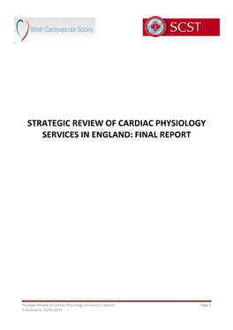 Strategic Review of Cardiac Physiology Services in England: Final Report