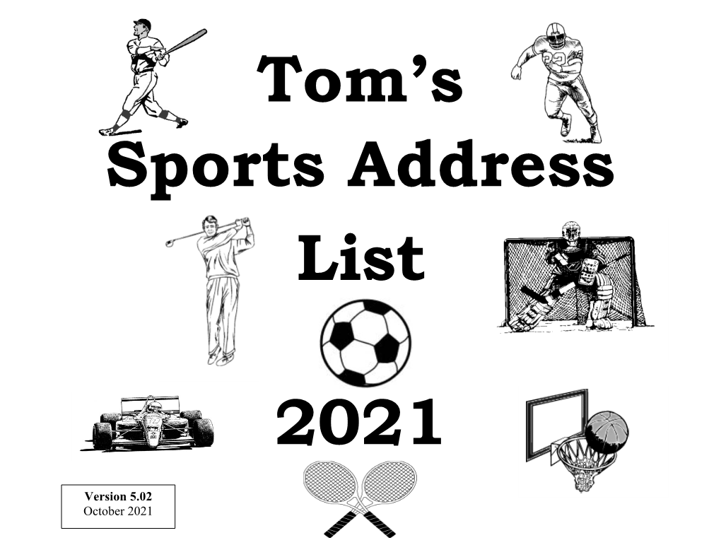 Tom's Sports Address List 2021