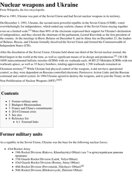 Nuclear Weapons and Ukraine from Wikipedia, the Free Encyclopedia