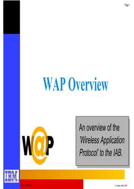 WAP Overview Protocol Stack