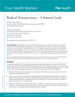 Radical Prostatectomy - a Patient Guide