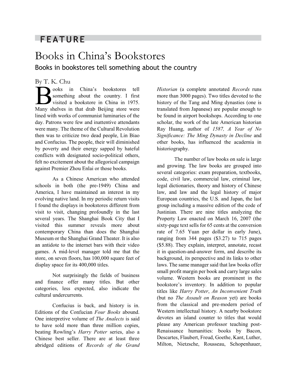 Books in China's Bookstores