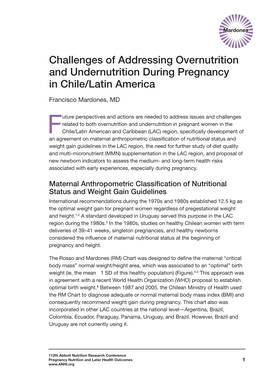 Challenges of Addressing Overnutrition and Undernutrition During Pregnancy in Chile/Latin America