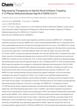 O-Ribose Methyltransferase Nsp16 of SARS-Cov-2