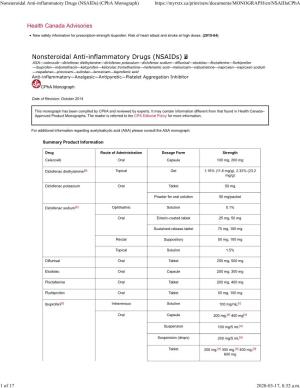 Nonsteroidal Anti-Inflammatory Drugs (Nsaids) (Cpha Monograph)