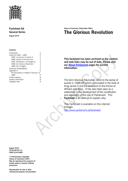 The Glorious Revolution August 2010