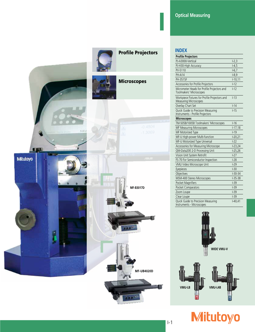 I-1 Optical Measuring Profile Projectors Microscopes INDEX