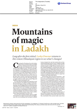 Mountains of Magic in Ladakh Long After She First Visited, Lesley Downerreturns to This Remote Himalayan Region to See What’S Changed