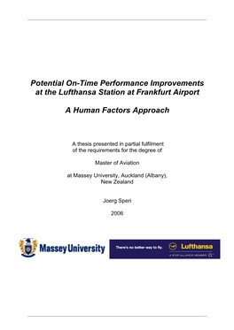 Potential On-Time Performance Improvements at the Lufthansa Station at Frankfurt Airport a Human Factors Approach