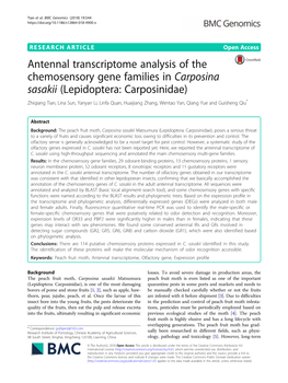 Antennal Transcriptome Analysis of the Chemosensory