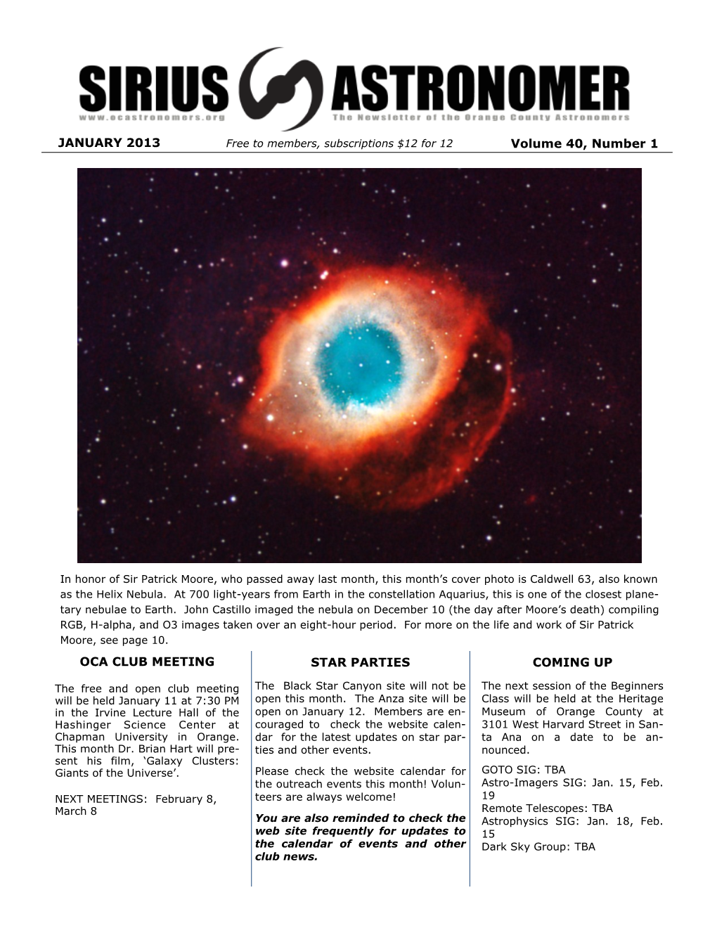 Sirius Astronomer Newsletter