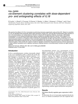 Cis-Element Clustering Correlates with Dose-Dependent Pro- and Antisignaling Effects of IL18