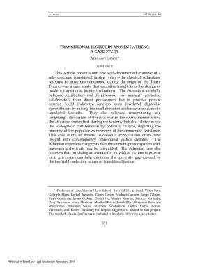 Transitional Justice in Ancient Athens: a Case Study