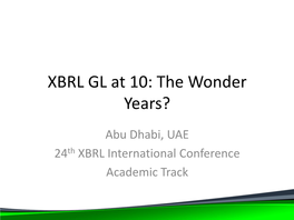 XBRL GL at 10: the Wonder Years?