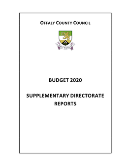 Budget 2020 Supplementary Directorate Reports
