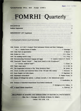 FOMRHI Quarterly