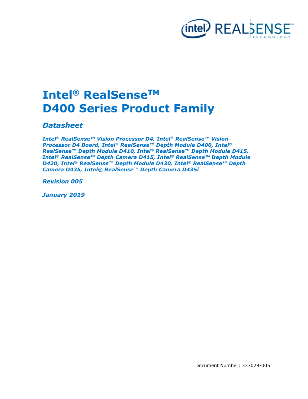 Intel® Realsensetm D400 Series Product Family