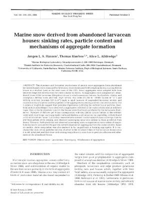 Marine Snow Derived from Abandoned Larvacean Houses: Sinking Rates, Particle Content and Mechanisms of Aggregate Formation