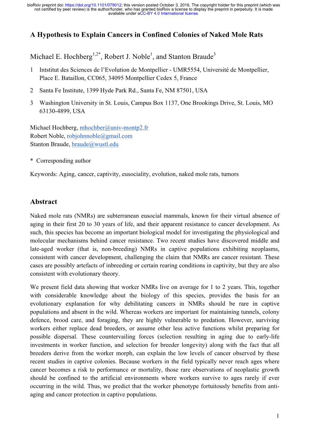 A Hypothesis to Explain Cancers in Confined Colonies of Naked Mole Rats