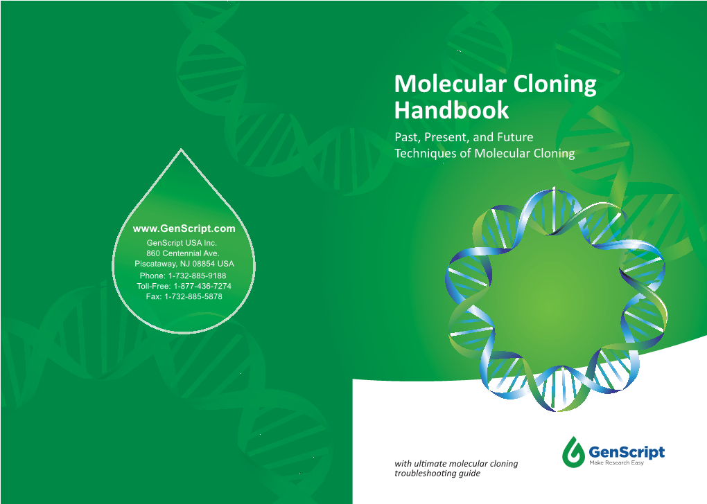 Molecular Cloning Handbook Past, Present, and Future Techniques of Molecular Cloning