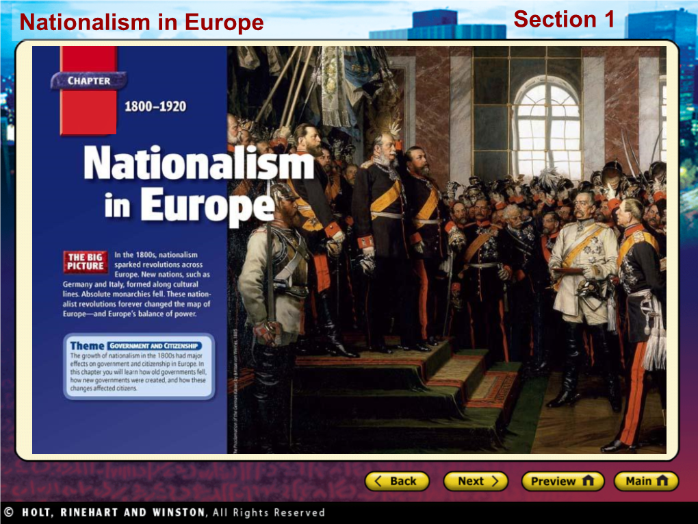 Nationalism in Europe Section 1 Nationalism in Europe Section 1