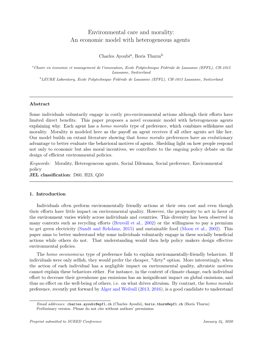 An Economic Model with Heterogeneous Agents