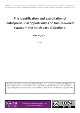 The Identification and Exploitation of Entrepreneurial Opportunities on Family-Owned Estates in the North-East of Scotland
