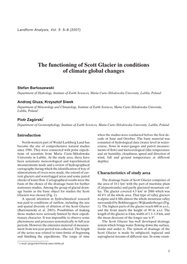 The Functioning of Scott Glacier in Conditions of Climate Global Changes