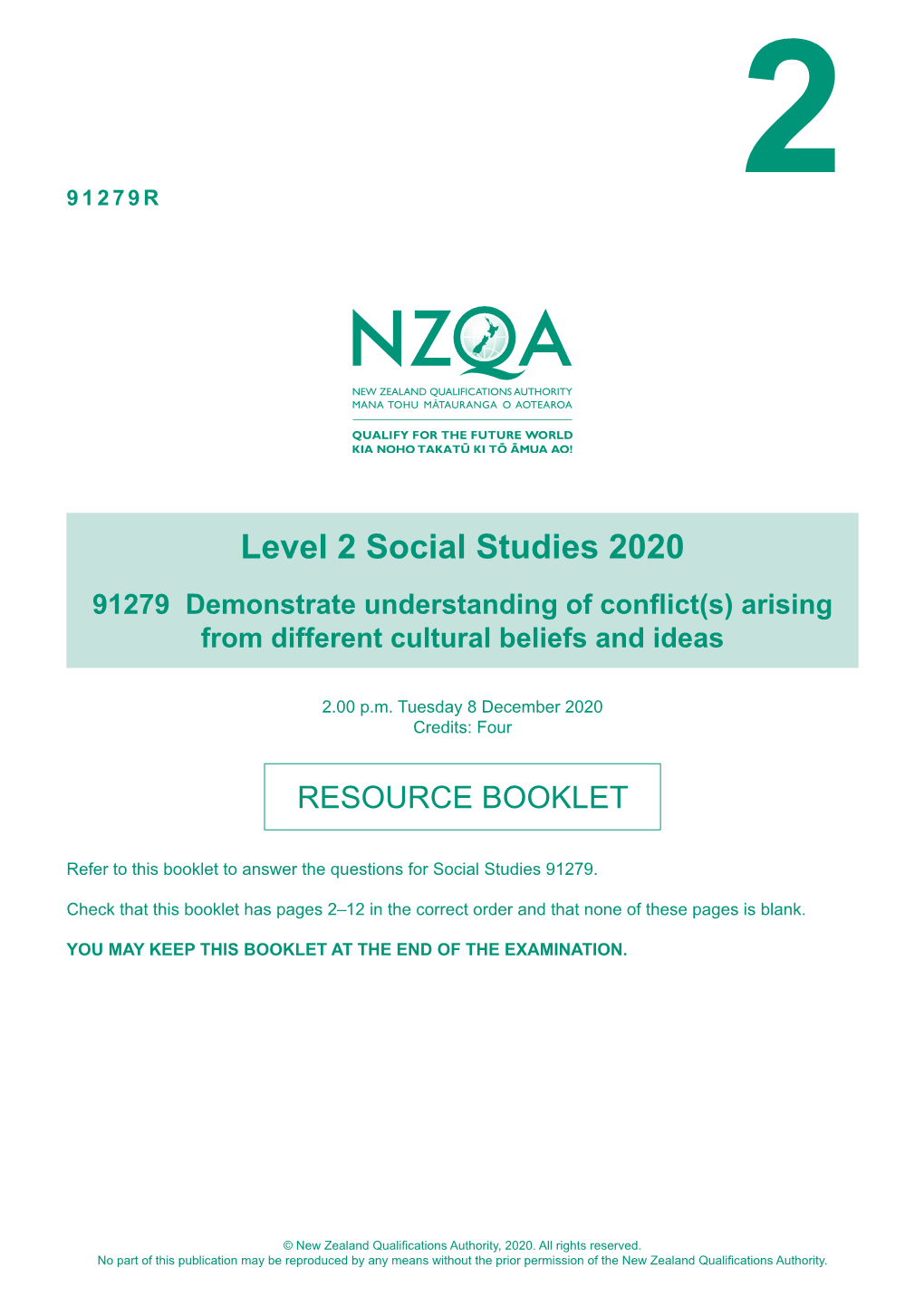 Level 2 Social Studies (91279) 2020