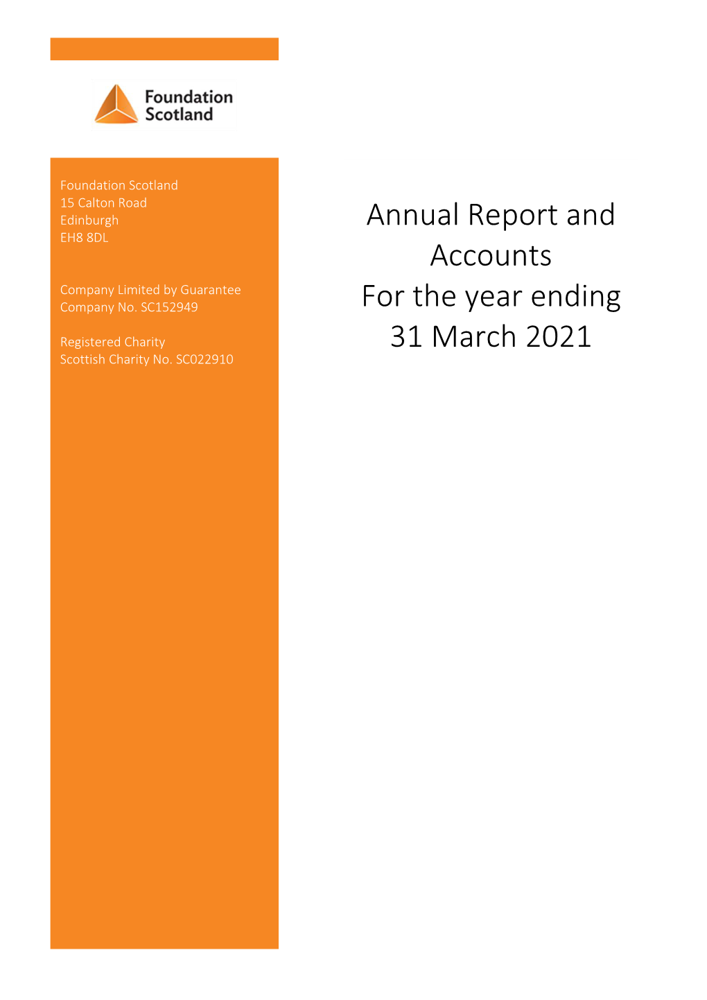 Annual Report and Accounts for the Year Ending 31 March 2021