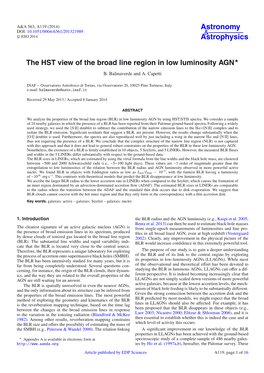 The HST View of the Broad Line Region in Low Luminosity AGN⋆