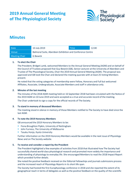 Physiological Society Minutes Template