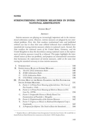 Strengthening Interim Measures in International Arbitration