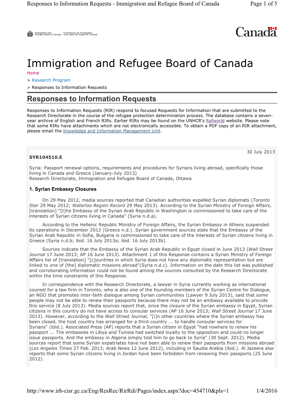 Syria: Passport Renewal Options, Requirements and Procedures For