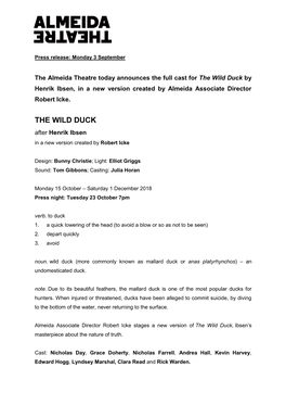 The Wild Duck Cast Announced