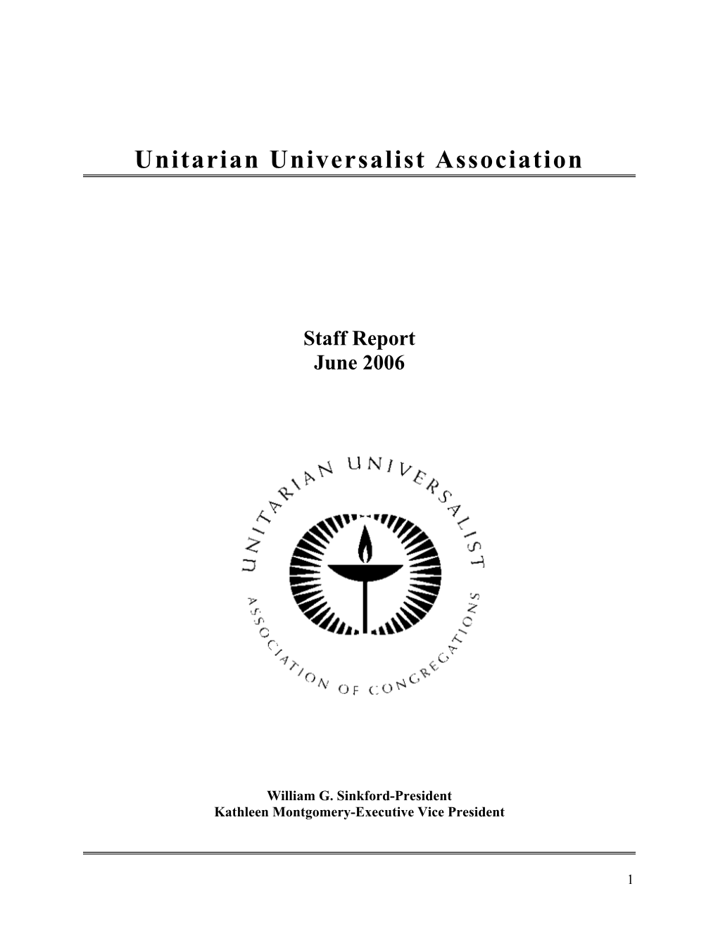 Unitarian Universalist Association Staff Report June 2006